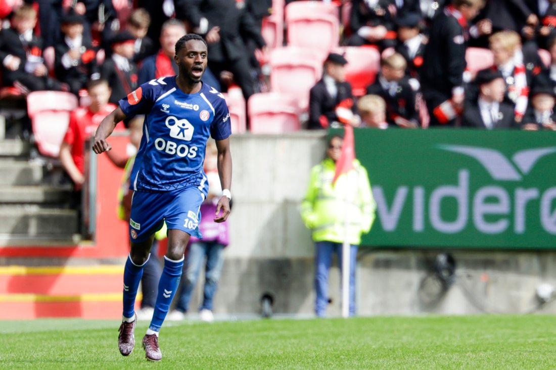 <em>Bilal Njie var frisk på topp og ga poenghåp med sin scoring tidlig i andre omgang. Foto: Paul S. Amundsen / NTB</em>